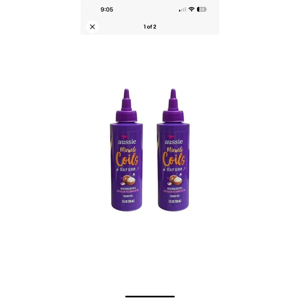 Lot of 2 - Aussie Miracle Coils Scalp Serum, Dry Scalp Treatment, 5 oz each